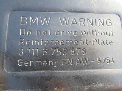 BMW Under Engine Reinforcement Plate Cover 31116759878 E60 E63 525i 528i 530i 535i 545i 550i 645Ci 650i4